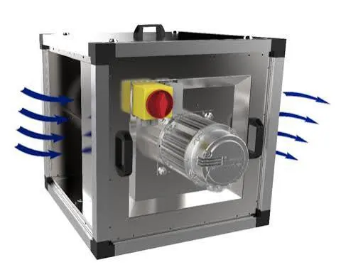 Caisson de ventilation grand débit avec flux d'air optimisé